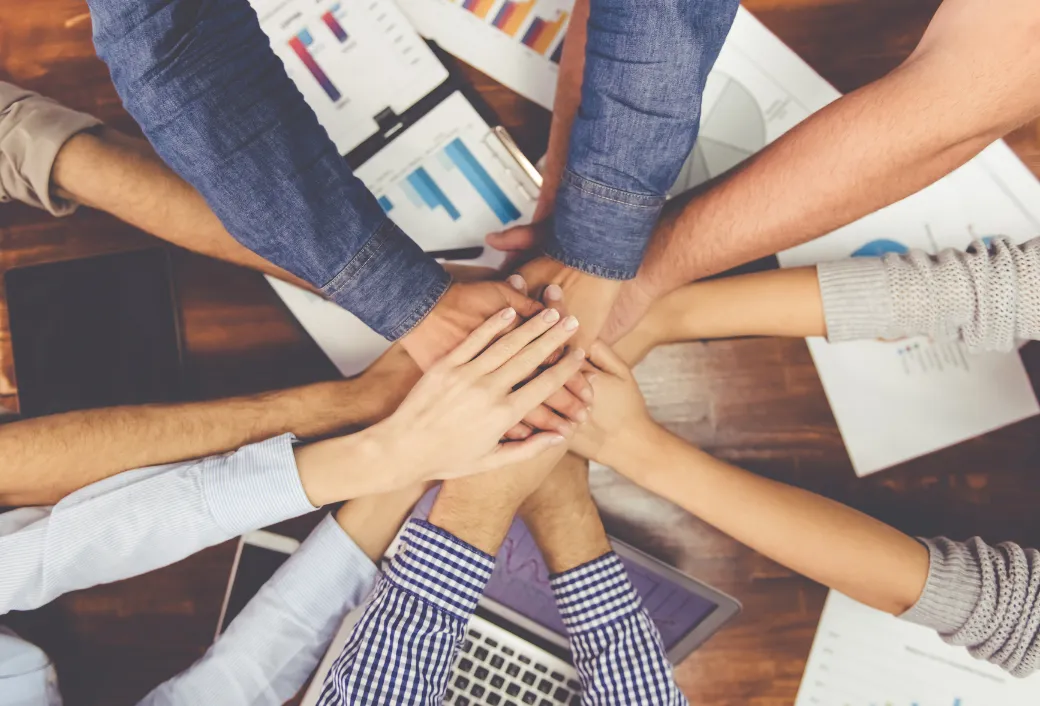 team member hands